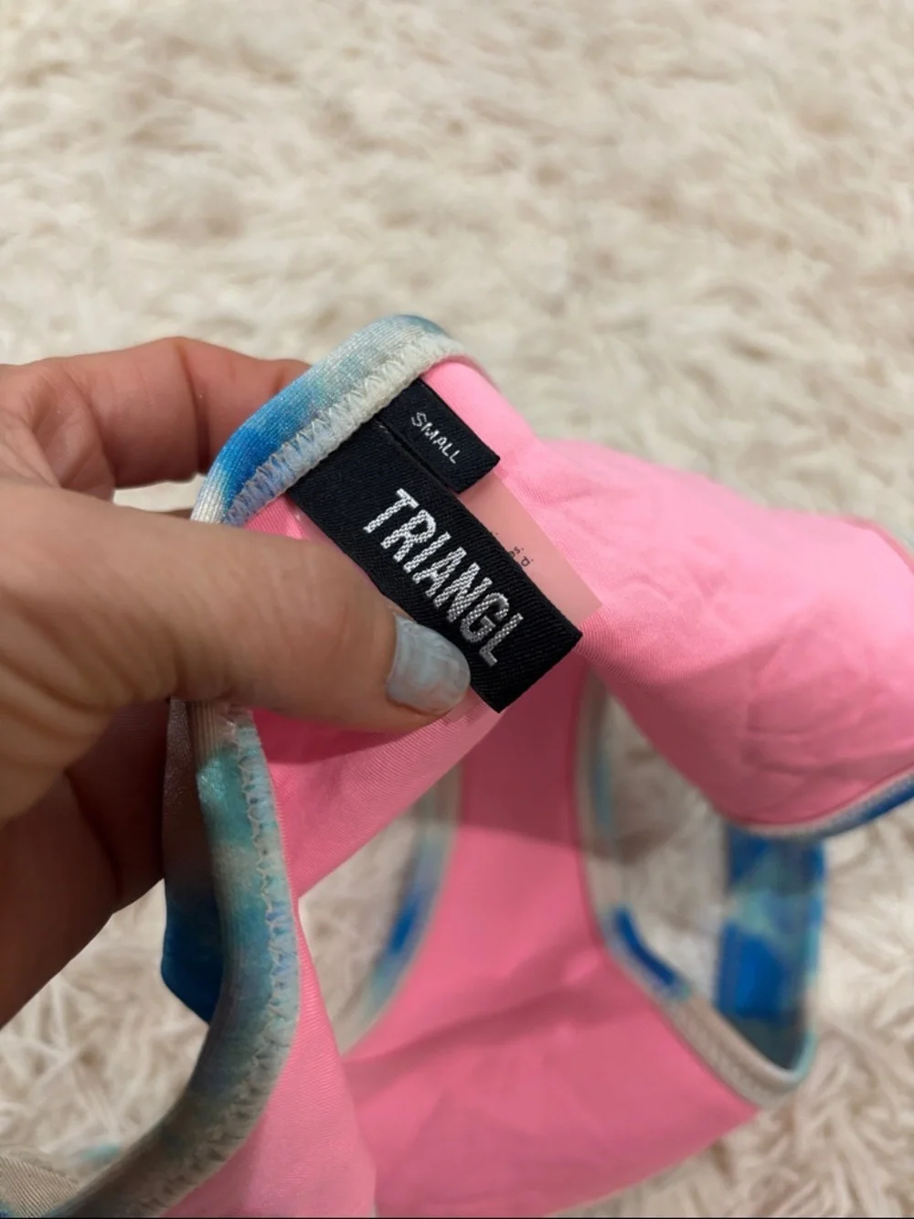 triangl swimwear Blue Tie-Dye & Pink Lined Bikini Bottoms